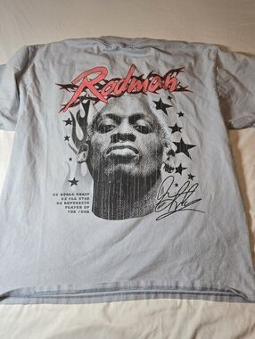 Rodman Apparel Light Blue Graphic TShirt In Size XL Retro Style Cotton Basketbal